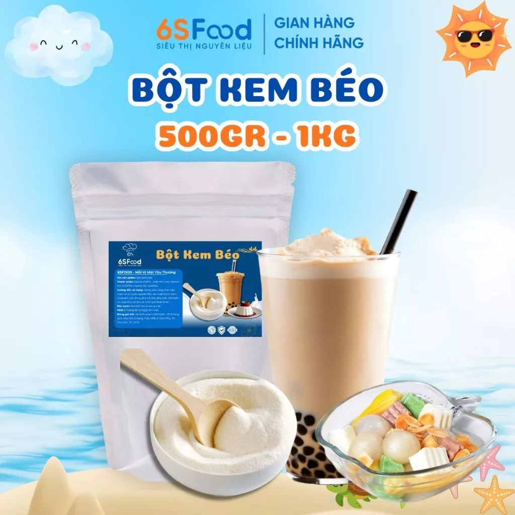 Bột Kem Béo 500gr/1kg Làm Kẹo Nougat, Pha Trà Sữa, Làm Kem, Nấu Chè 6SFOOD