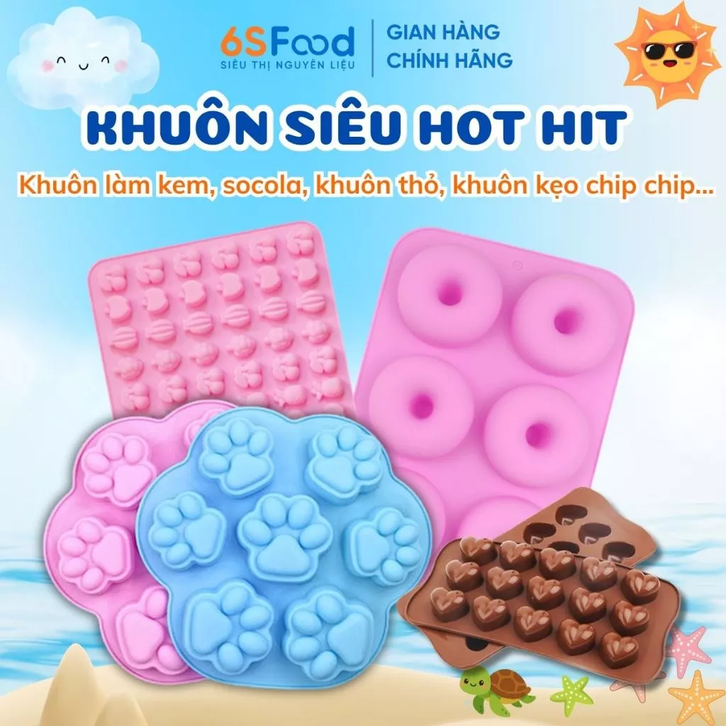 Khuôn Silicone Hình Chân Mèo, Heo, Thỏ, Khuôn Kẹo Chip Chip, Socola, Kem, Rau Câu,... - Nhà 6SFOOD