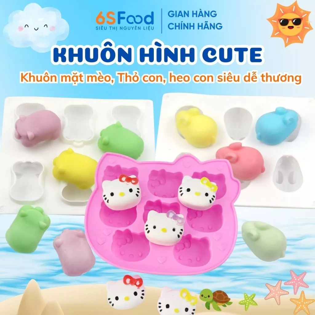 Khuôn Silicon Hình Heo 3D, Thỏ, Mèo, Mặt Thú Làm Thạch, Socola, Kẹo Dẻo, Xà Phòng,... - Nhà 6SFOOD