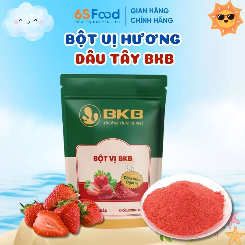 Bột Dâu Tây BKB 200gr tạo màu tạo vị cho kẹo Nougat, Bánh bông lan, Sinh tố,... - 6SFOOD