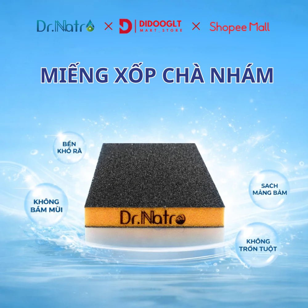 Miếng Xốp Chà Nhám 2 Mặt Dr.Natro Siêu Bền, Làm Sạch Hiệu Quả Không Trầy Xước