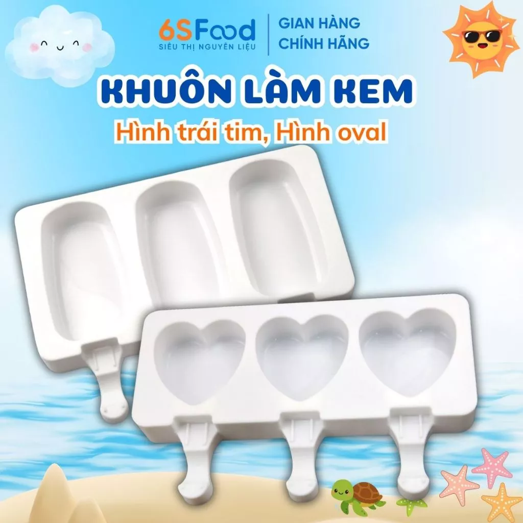 Khuôn Làm Kem Hình Trái Tim, Hình Oval Dùng Làm Kem, Đá, Thạch, Socola, Xà Phòng,... - Nhà 6SFOOD