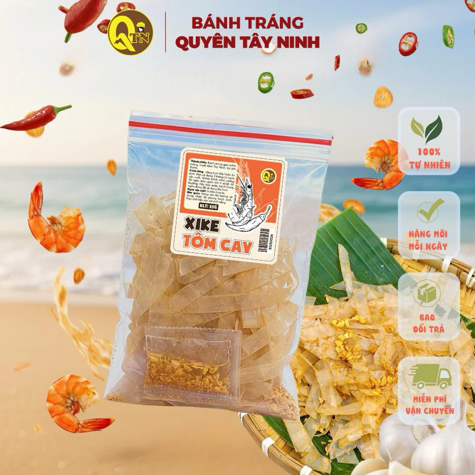 5 Bịch Bánh Tráng Xike Muối Tỏi Cực Thơm Siêu Cay Muối tôm mịn- Sợi xike cay| Bánh tráng Quyên Tây ninh