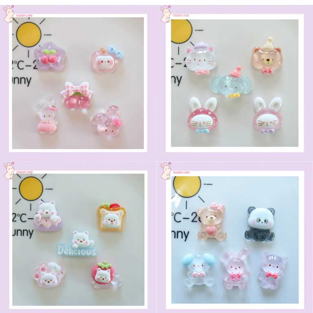 Charm nhựa hình cherry, thỏ & nơ – Phụ kiện DIY cực hot cho teen girl-Charm Lumi