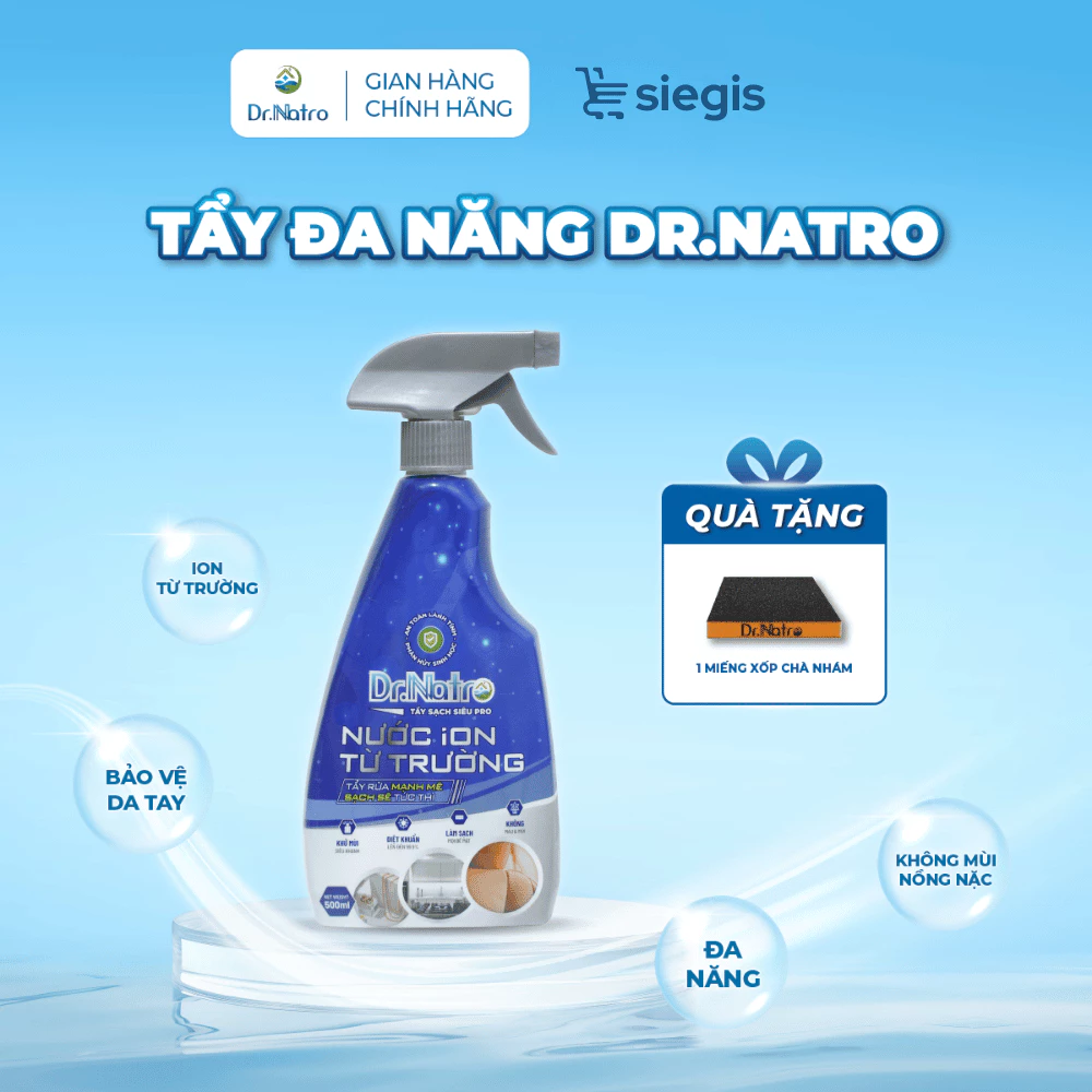 Chai Xịt Tẩy Đa Năng Dr.Natro 500ml Làm Sạch Mọi Vết Bẩn, Loại Bỏ Mùi Hôi, Khử Khuẩn Tặng 1 Miếng Xốp Chà Nhám