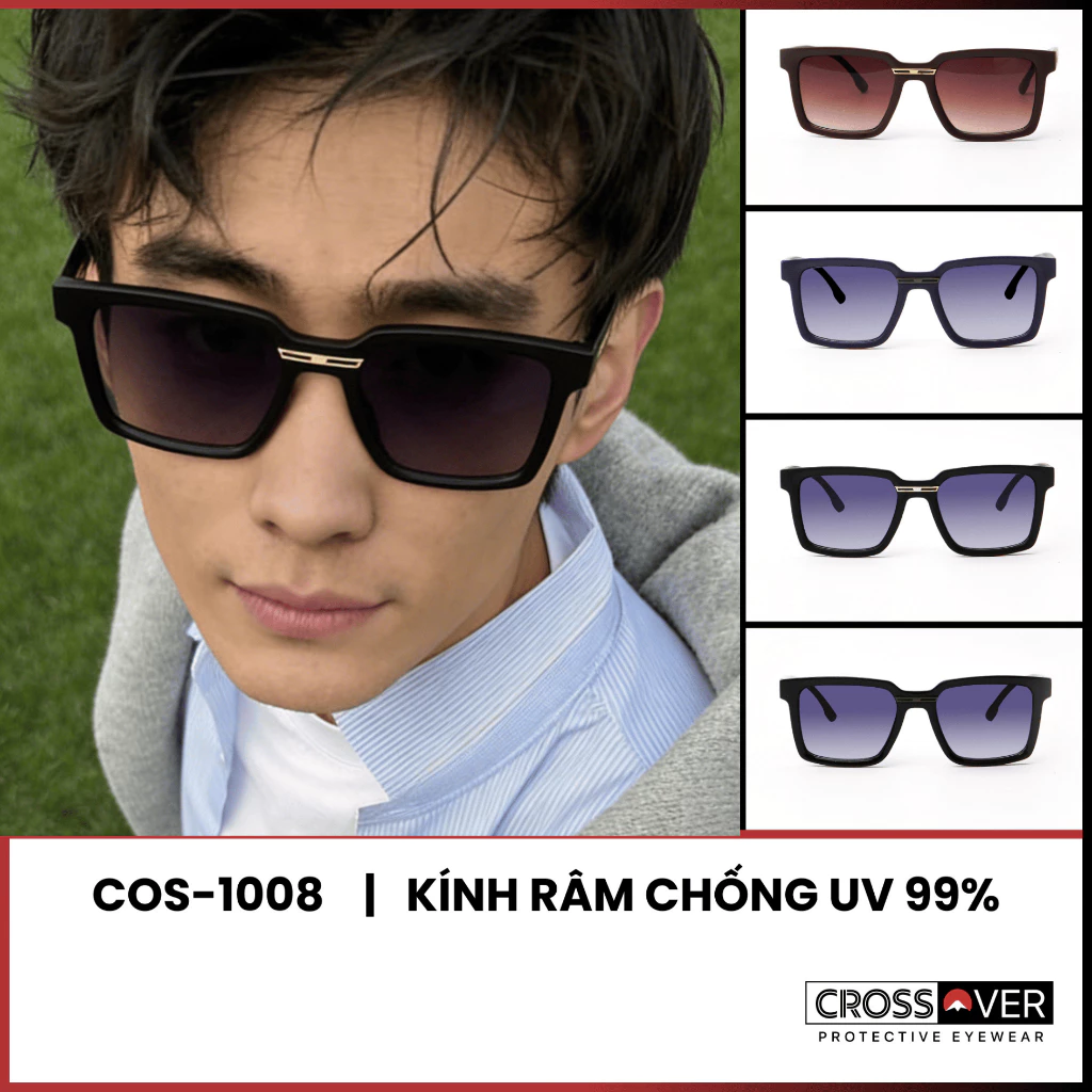 Kính Mát Unisex CROSSOVER  Chống UV 99% Dáng Vuông Thời Trang Nhẹ | COS-1008