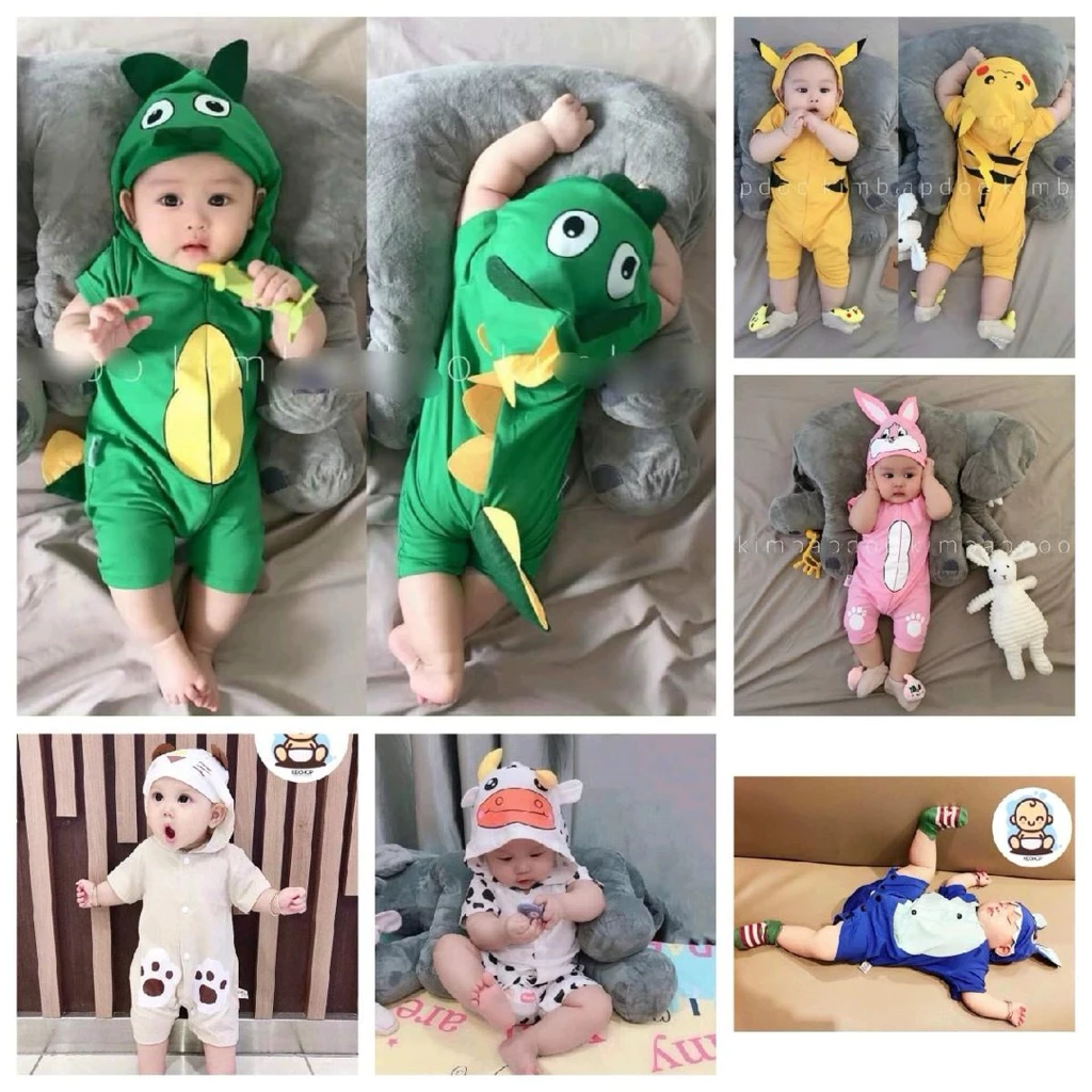 Bodysuit đùi hình thú dễ thương cho bé trai bé gái sơ sinh đến 14kg chất cotton mềm mát bososinh