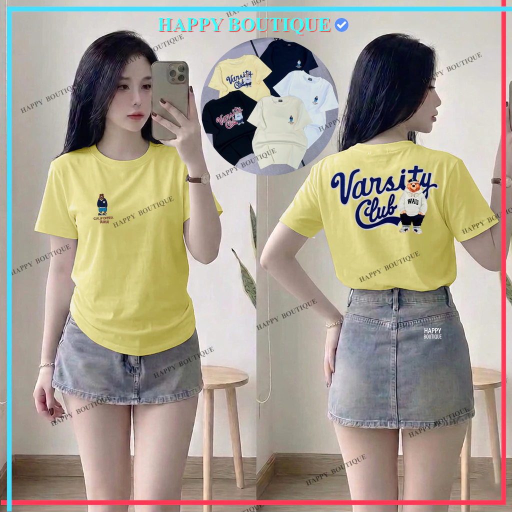 [GẤU 2 MẶT] Áo Thun Dáng Vừa Nữ B777 Sang Xịn Vải BORIP Cotton Mềm Mịn Mát [GẤU IN 2 MẶT] Co Dãn 4 Chiều