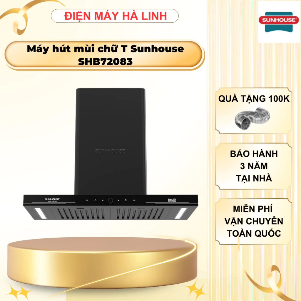 Máy hút mùi chữ T Sunhouse SHB72083, Công suất 220W, Điều khiển cảm ứng, Cảm biến vẫy tay, BH 3 năm