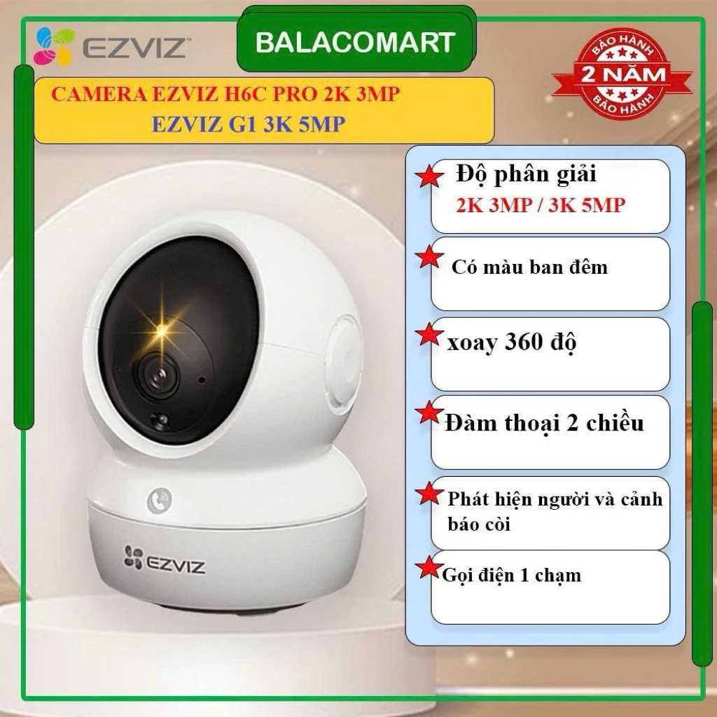 Camera Ezviz H1C, C1C-B, C6N PRO 3MP, C6N G1 5MP, H6C PRO 3MP, H6C G1 5MP đàm thoại 2 chiều chính hãng