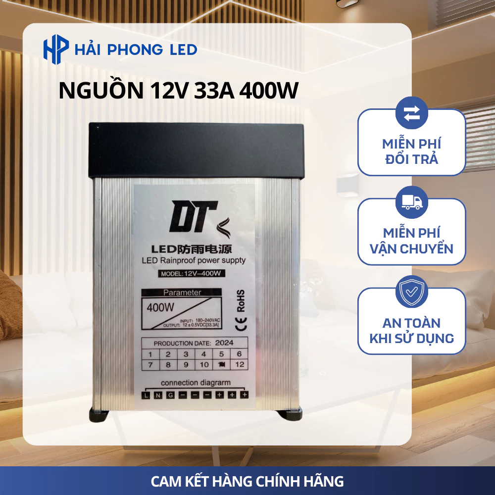 Nguồn 12V 33A 400W chống nước giá rẻ dùng ngoài trời có quạt tản nhiệt chống nước chất lượng cao
