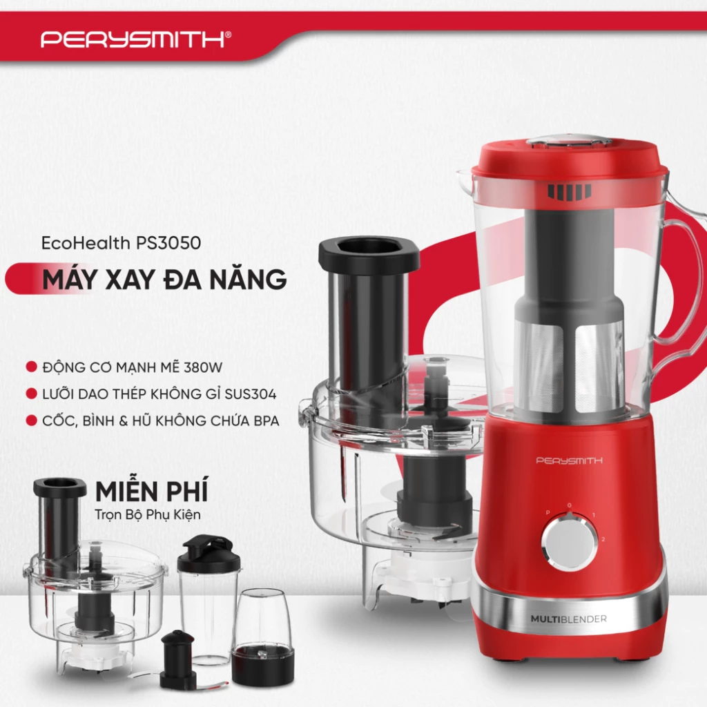 Máy Xay Sinh Tố Đa Năng PerySmith PS3050 380W, Xay Thịt, Xay Tỏi ớt, Xay Hạt, Xay Đậu
