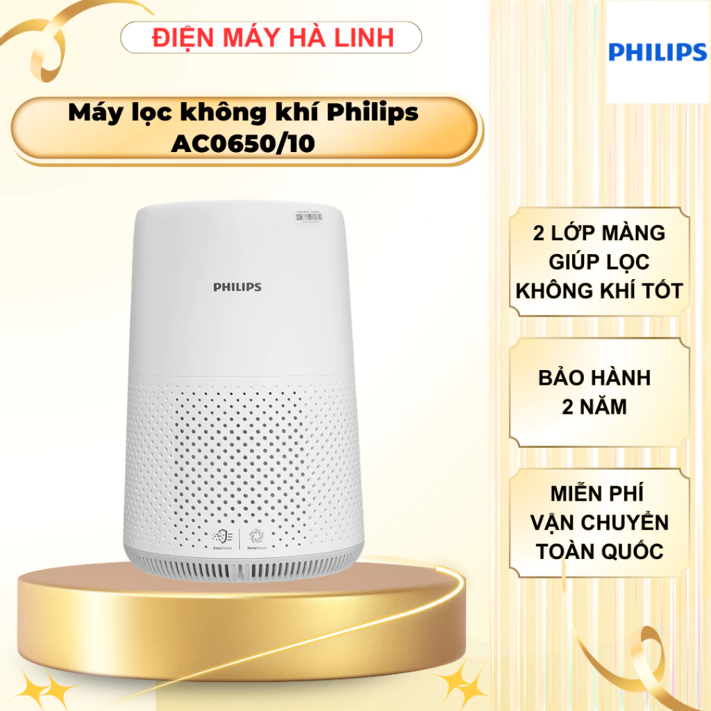 Máy lọc không khí Philips AC0650/10 - Công suất 12W, Diện tích lọc 44m2, Bảo hành 24 tháng