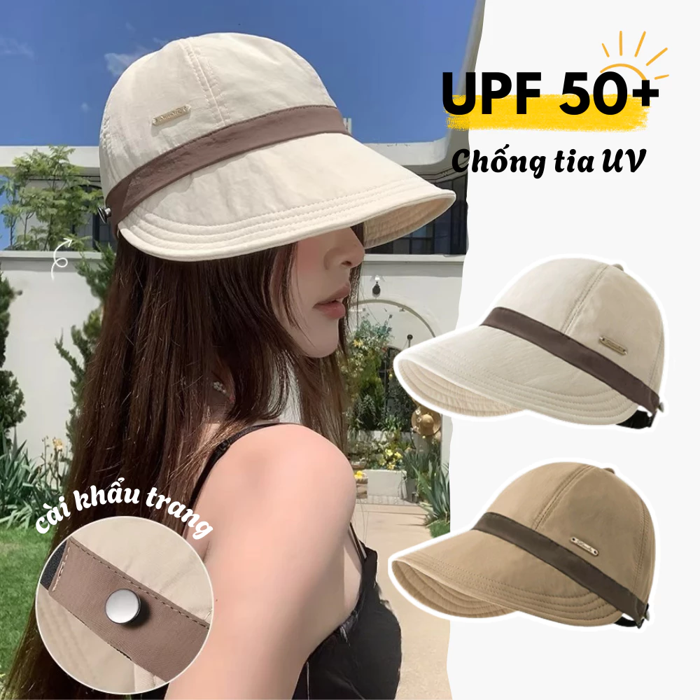 Mũ Chống Nắng Chống 99% Tia UV Phối Viền Thời Trang, Mũ Bukcet Nữ Vành Rộng Vải Cotton Cao Cấp