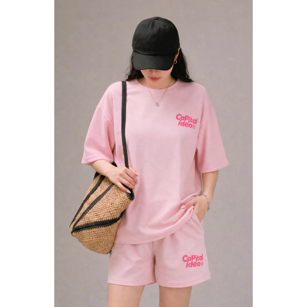 Set Bộ Nữ Capital trẻ trung năng động - Maylinhshop - Chất liệu waffle thoáng mát