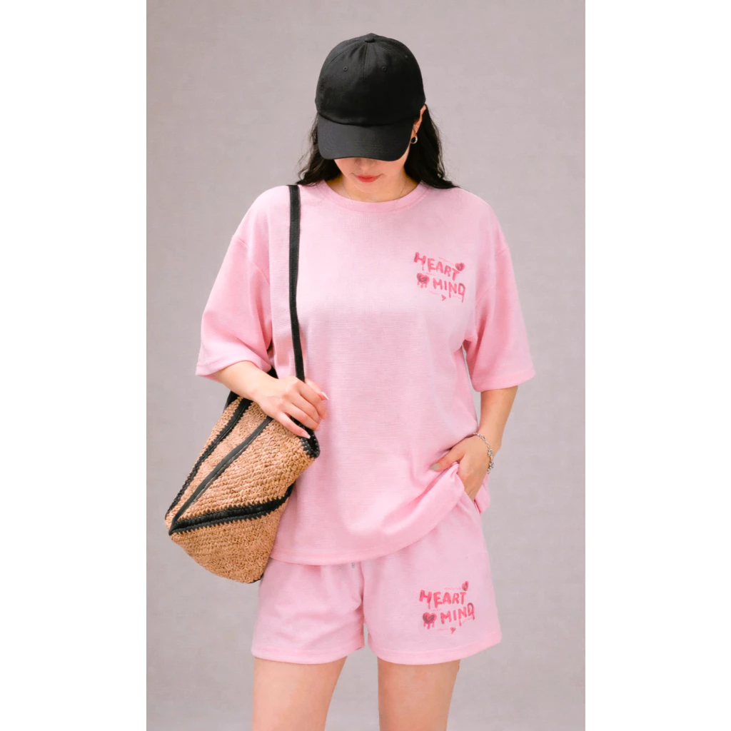 Set Bộ Nữ Heartmind trẻ trung năng động - Maylinhshop - chất liệu waffle thoáng mát