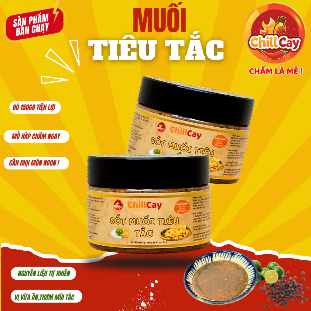 COMBO 02 Sốt Muối Tiêu Tắc CHILLCAY Hũ 150g Muối Tiêu Tắc Chấm Hải Sản, Sốt Chấm Thịt Nướng, Nước Chấm Gà Luộc Siêu Ngon