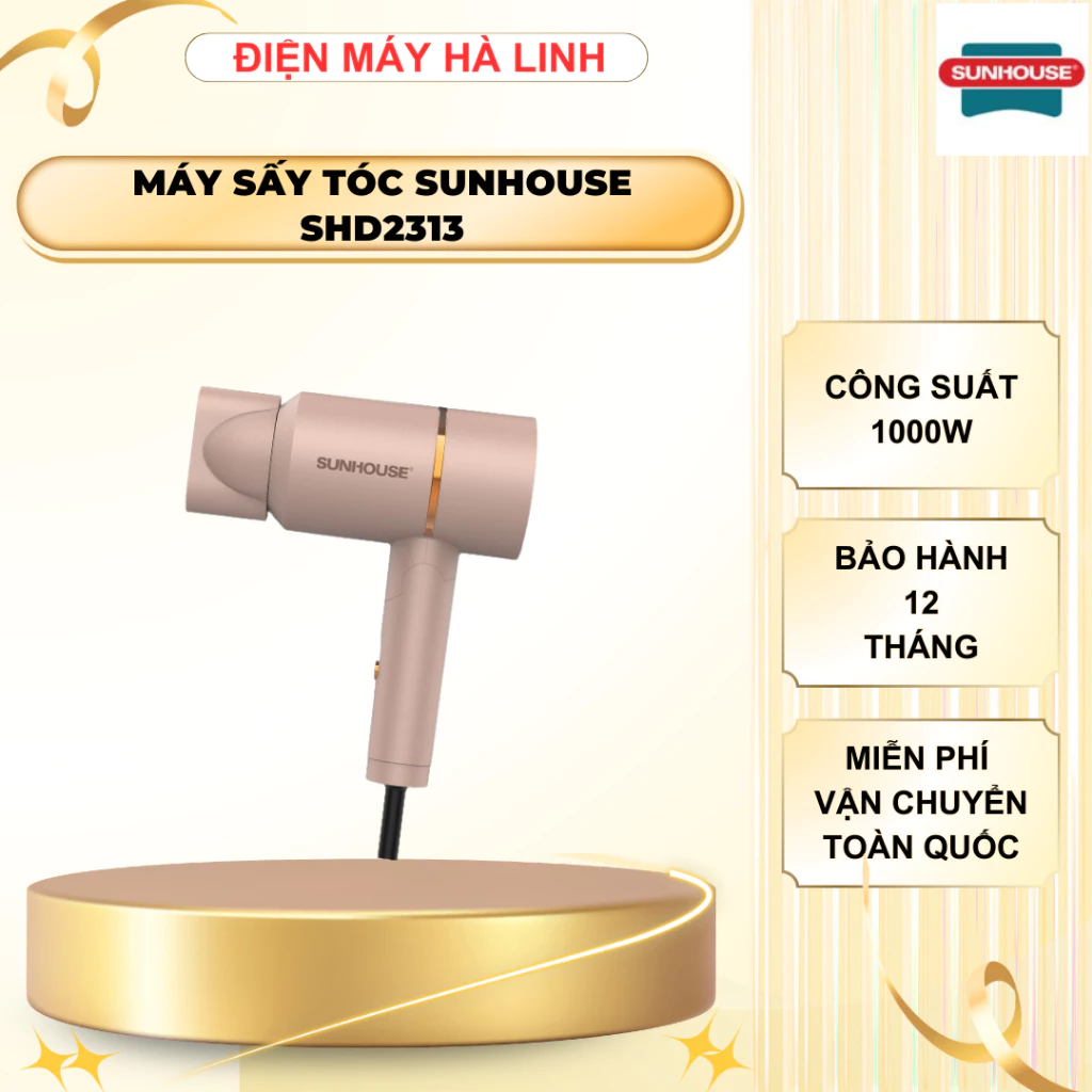 Máy sấy tóc 2 chiều nóng lạnh Sunhouse SHD2313, Công suất 1000W, Bảo hành 12 tháng