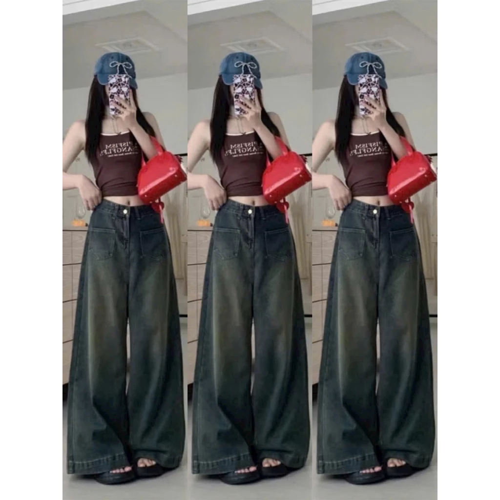 [WIN BOUTIQUE] QUẦN JEANS NỮ ỐNG RỘNG TÚI DÁN GẤU TO CẠP CAO HÁCH DÁNG HOTTREND 2026
