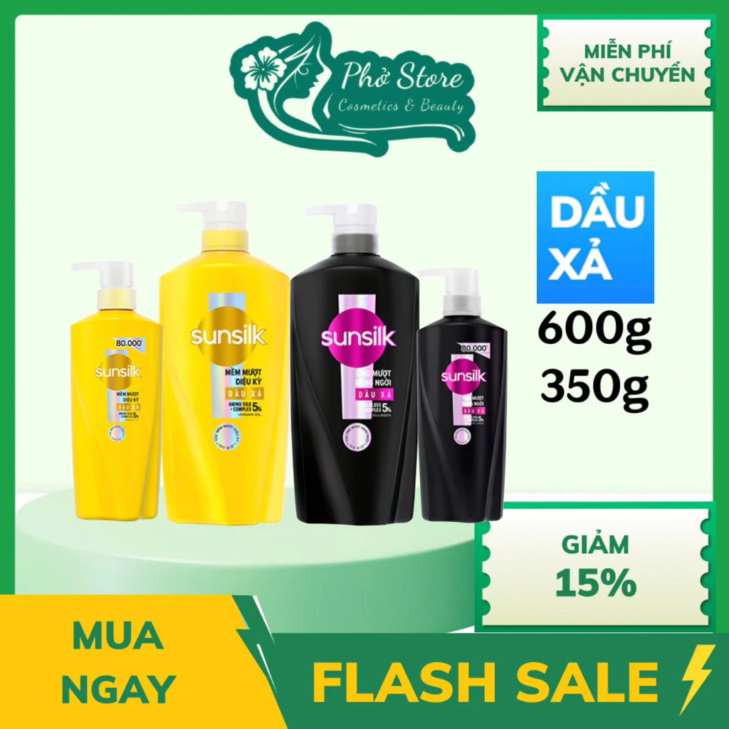 Dầu xả Sunsilk Mềm Mượt Diệu Kỳ và Óng Mượt Rạng Ngời 600g,350g
