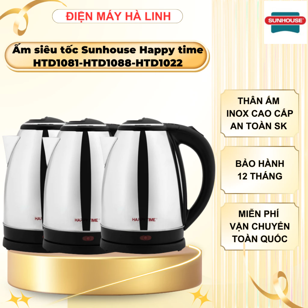 Ấm siêu tốc Sunhouse Happy time HTD1081, Bảo hành 12 tháng
