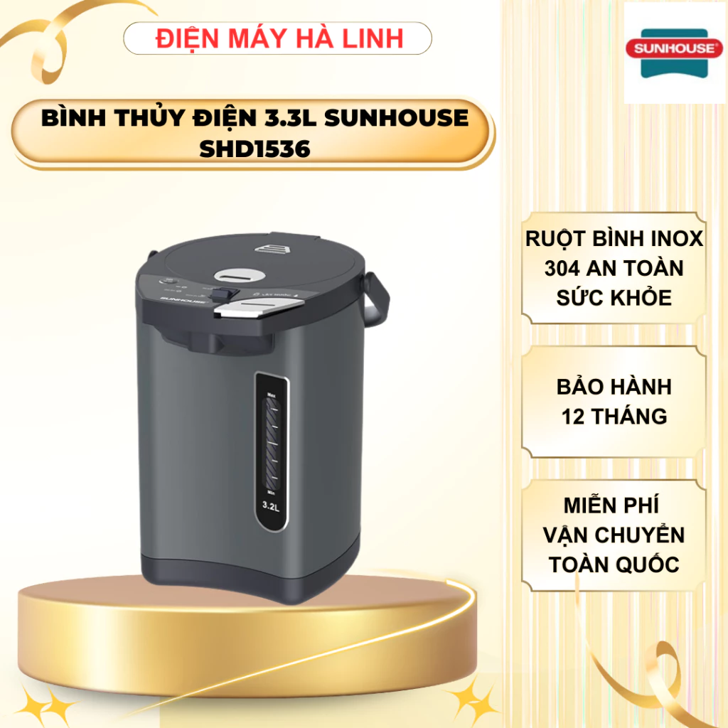 Bình thủy điện Sunhouse SHD1536, Công suất 730W, Dung tích 3.2 Lít, Bảo hành 12 tháng