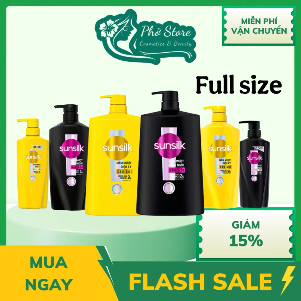 Dầu gội Sunsilk 1.4kg - 850g - 600g -350g làm sạch và mềm mượt tóc gấp 5 lần, cho mái tóc ngát hương