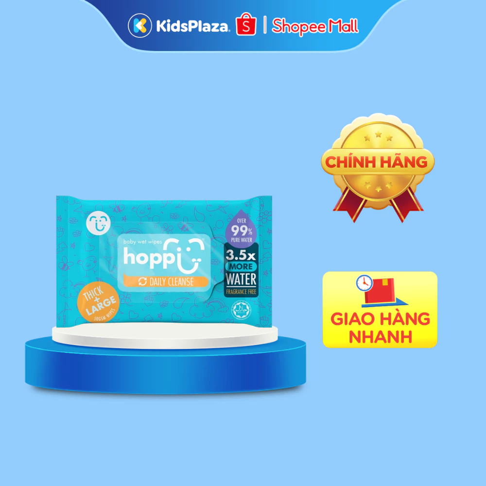 Khăn ướt tinh khiết Hoppi Daily cleanse 3.5x water 20/80pcs