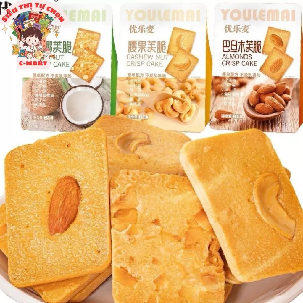 [C-MART] Bánh Quy Giòn Mix Hạt YOULEMAI Gói 78g, Chia Gói Nhỏ Tiện Lợi