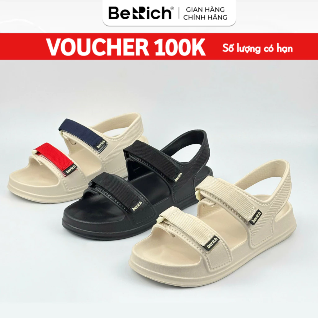 Giày Sandal Nữ Mùa Hè Đi Biển Mưa Đế Êm Chống Trơn Trượt Không Thấm Nước Berich BE222 Eva Nguyên