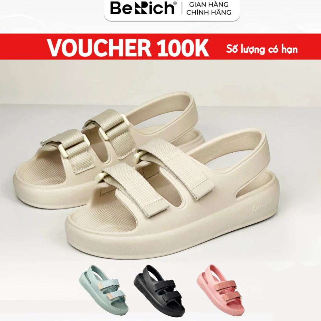 Giày Sandal Nhựa Nữ Mùa Hè Đi Biển Mưa Đế Êm Chống Trơn Trượt Không Thấm Nước Berich Có Size Trẻ Em BE2801