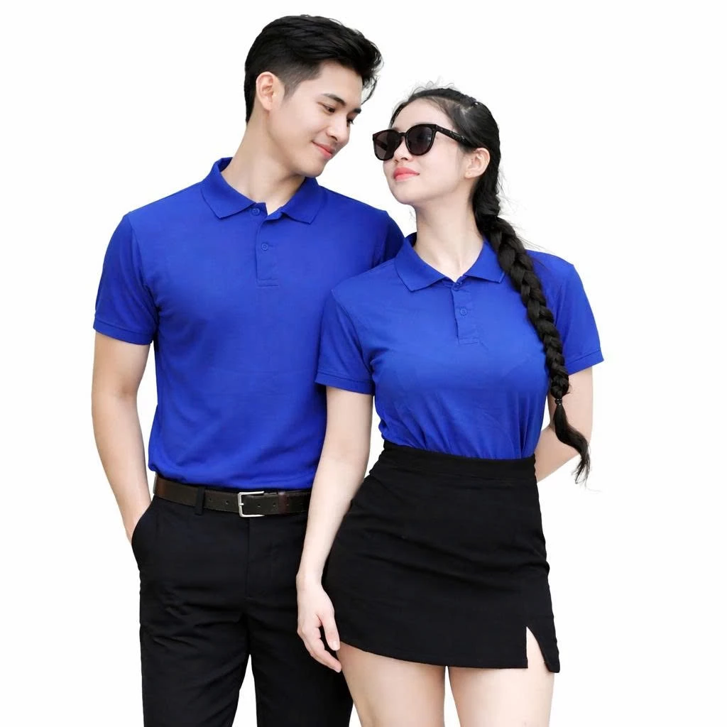 Áo Thun Có Cổ Cá Sấu Polo Andromeda Ngắn Tay Màu Xanh Dương Bích Đồng Phục Dùng Chung Cho Nam Và Nữ