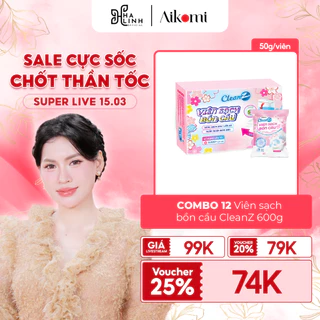 [Võ Hà Linh x Aikomi] COMBO Viên sạch bồn cầu CleanZ sạch khuẩn tẩy sạch mảng bám khử mùi diệt vi khuẩn - 50g/viên