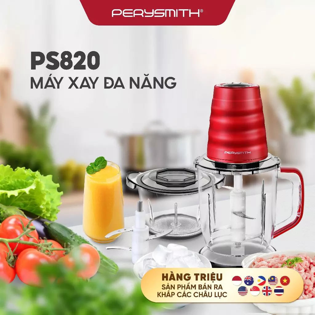 Máy Xay Thịt Đa Năng PerySmith PS820 Xay Thịt Cá Làm Sinh Tố Nước Ép Phù Hợp Mọi Loại Thực Phẩm