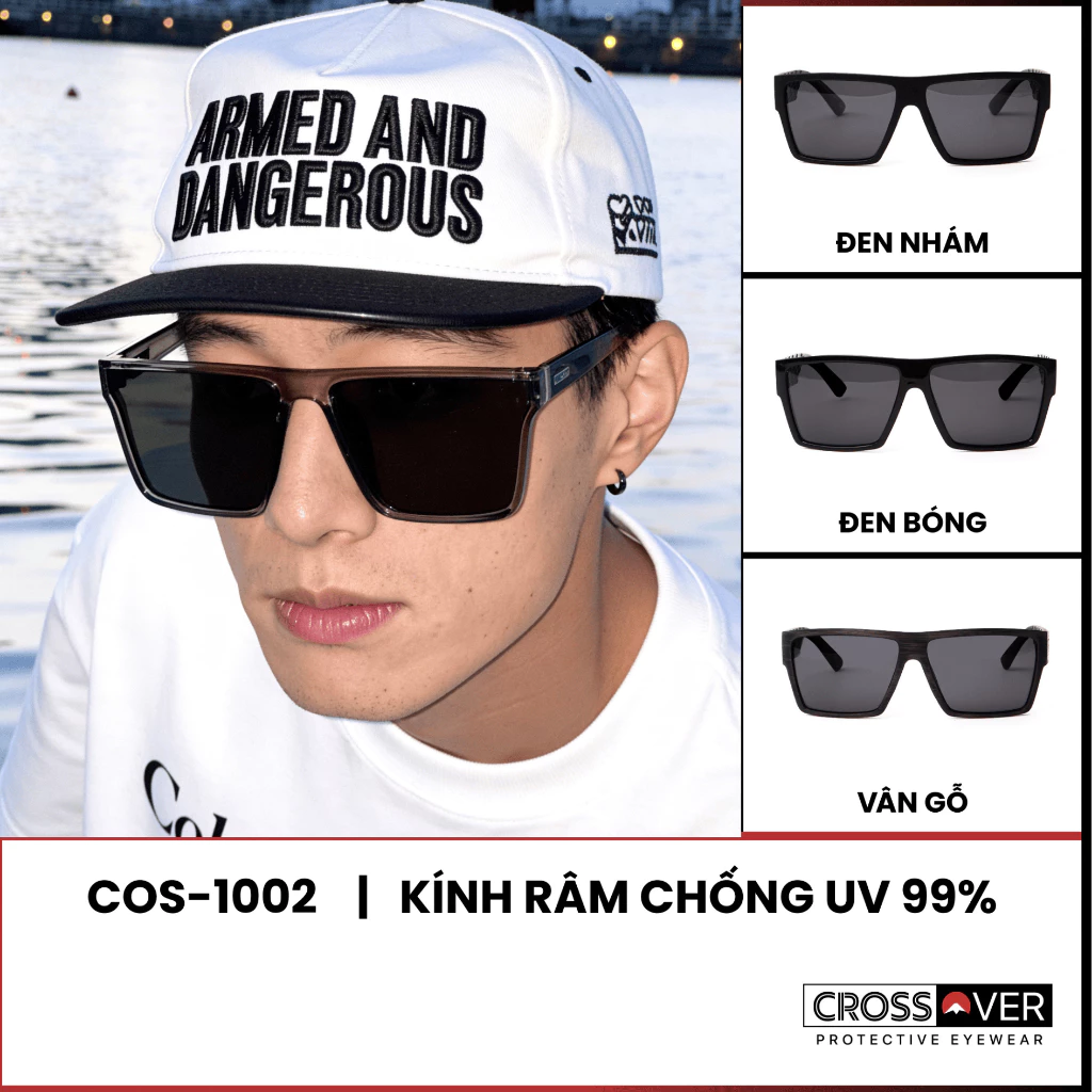 Kính Mát Thời Trang Dành Cho Nam CROSSOVER Chống Tia UV 99% Form Vuông To – Gọng Nhựa Acetate Siêu Bền Nhẹ | COS-1002