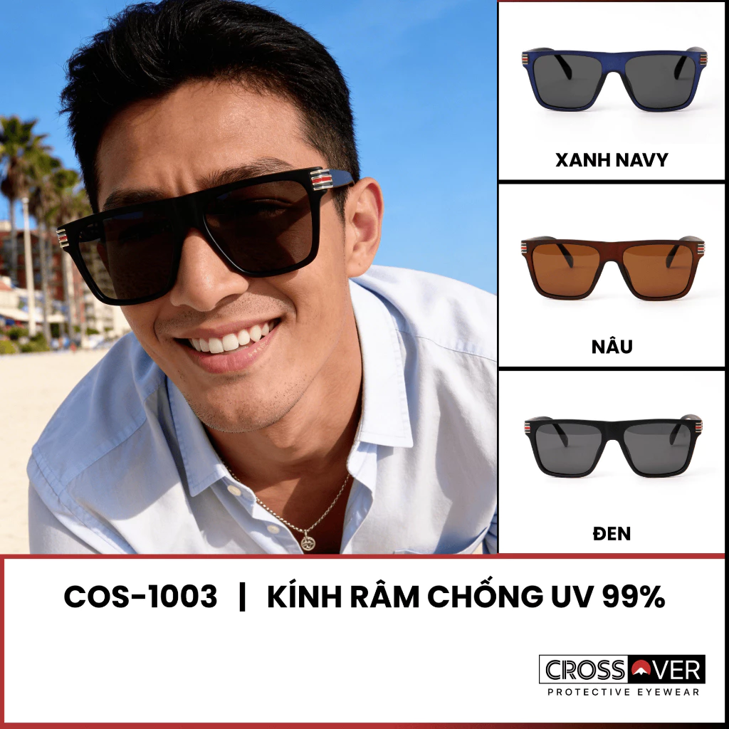 Kính Mát Dành cho Nam CROSSOVER Dáng Vuông Chống UV 99% Gọng Nhẹ Acetate Đeo Êm | COS-1003