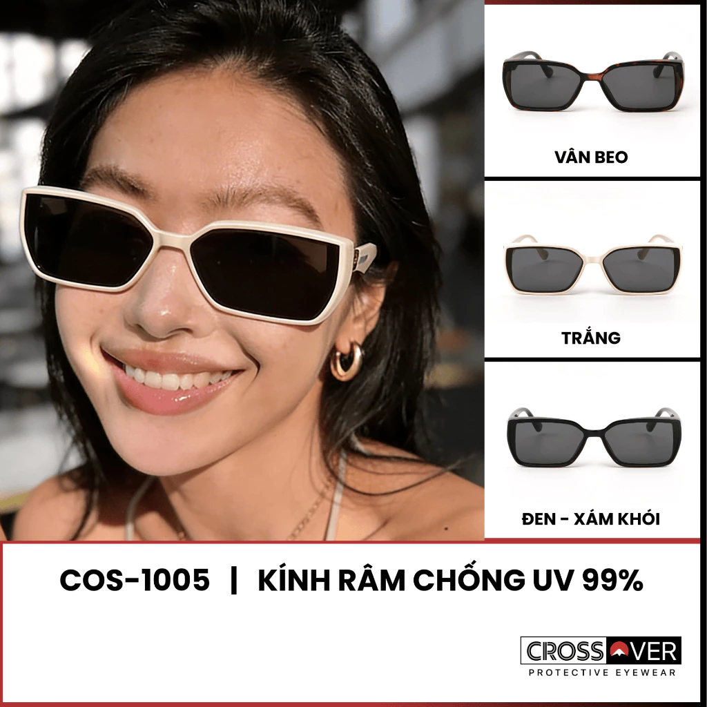 Kính Mát Dành Cho Nữ CROSSOVER Rectangular Vintage Chống UV 99% Gọng Acetate Nhẹ | COS-1005