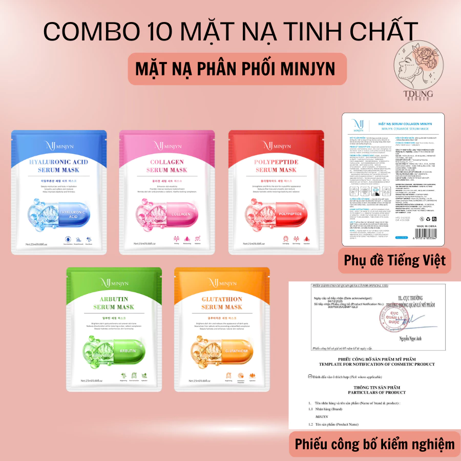 [COMBO 10] Mặt nạ MINJYN cấp nước giúp da căng bóng mịn màng sáng da phục hồi da mask