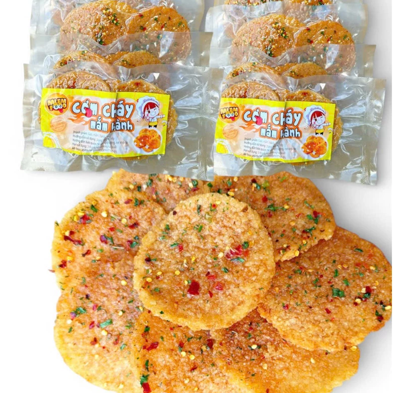 combo 12 túi ( mỗi túi 3 miếng bánh ) CƠM CHÁY MẮM HÀNH HÚT CHÂN KHÔNG MLEMFOOD giòn rụm thấm vị