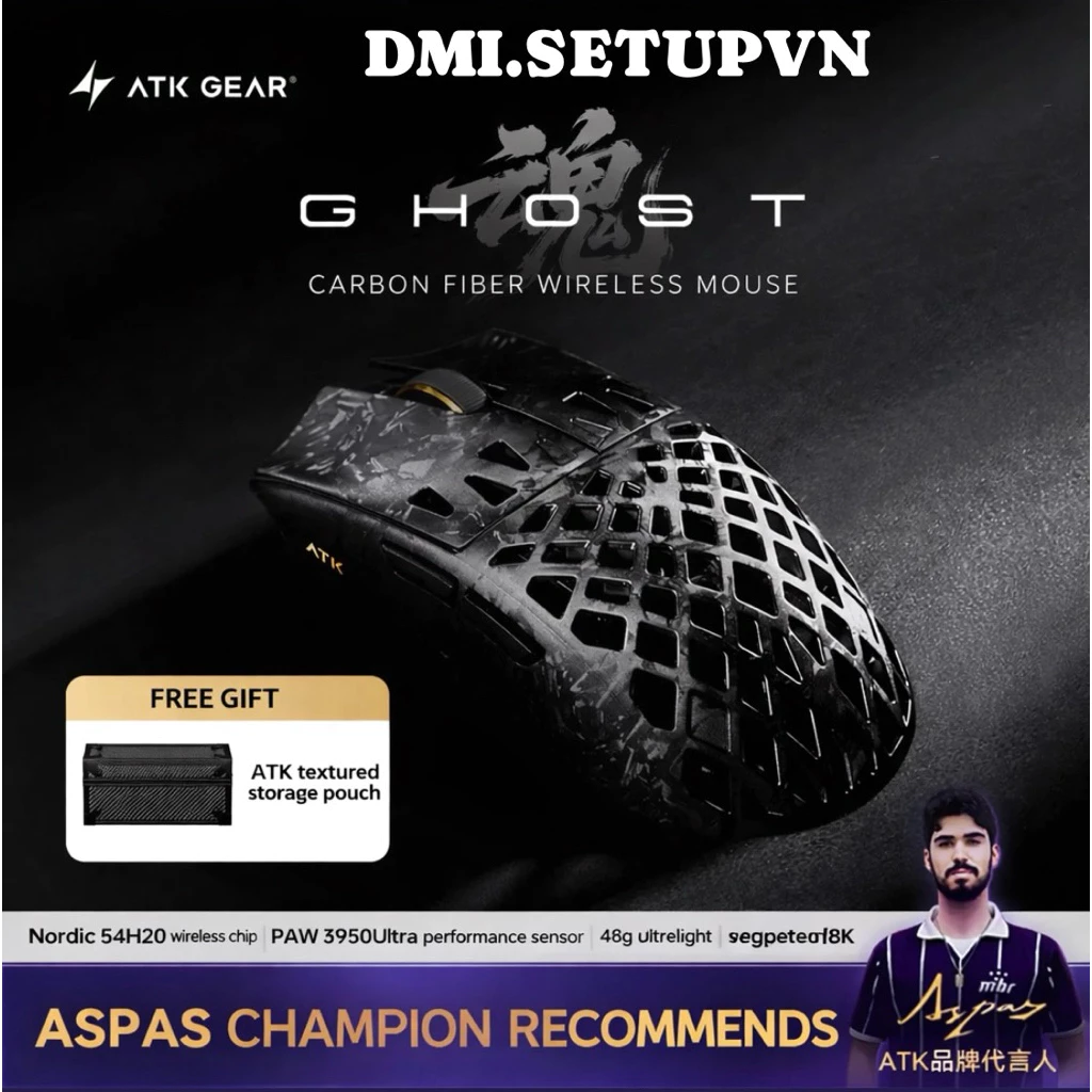 CHUỘT GAMING ATK GHOST SERIES - VỎ CARBON FIBER - THIẾT KẾ HOLLOW /  ULTIMATE / EXTREME