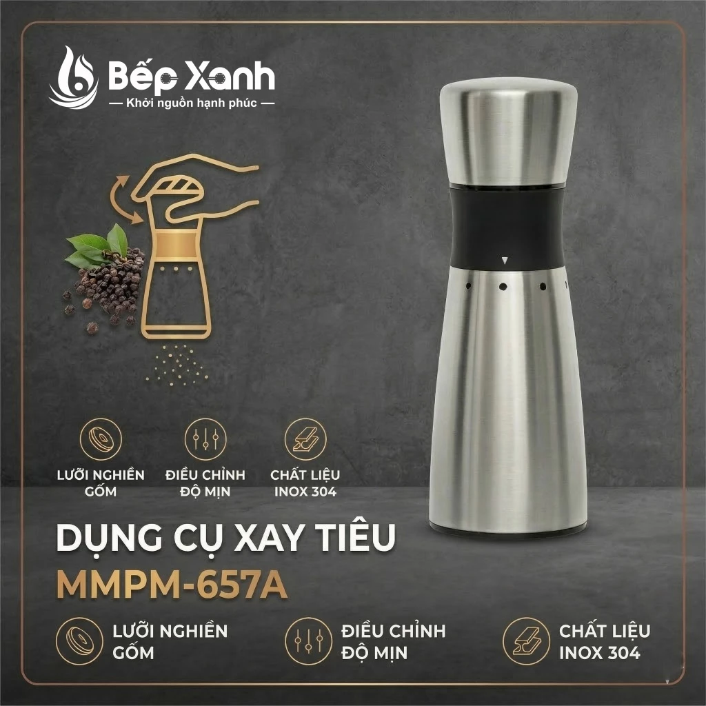 Dụng cụ xay tiêu Malloca MMPM-657A - điểu chỉnh 4 mức xay