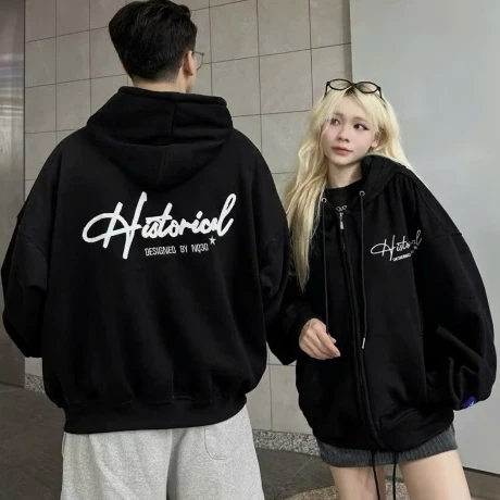 Áo Khoác Nỉ Hoodie Zip COTTON Form Boxy Thêu Xù HISTORICAL Form Rộng , Có Túi Trong Nam Nữ Unisex