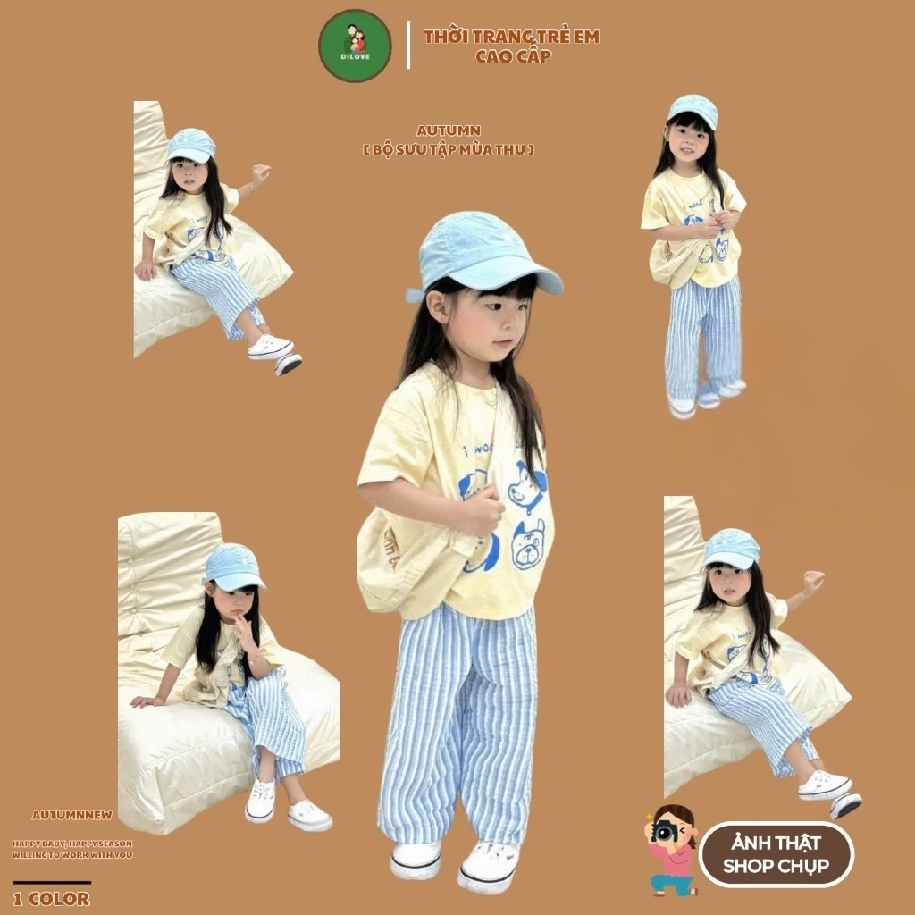 Quần áo bé gái DILOVE Đồ bộ cho bé gái mùa hè Set bộ cho bé gái ngắn tay chất liệu Cotton Bộ quần áo cho bé - Mã C2