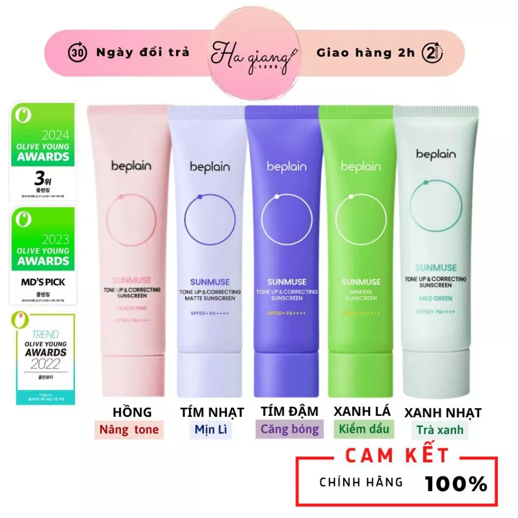 [TOP KCN SPF 50] Kem Chống Nắng Beplain Sunmuse Mineral/Tone up Sunscreen SPF50 50ml kiềm dầu, dưỡng ẩm, nâng tone da