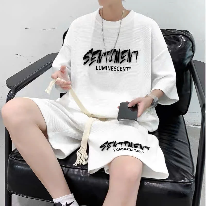 [RẺ VÔ ĐỊCH] SET Bộ Quần Áo Nam Nữ SENTIMENT Chất Cotton Tổ Ong - Áo Cộc Tay Lỡ Unisex Basic Form Rộng