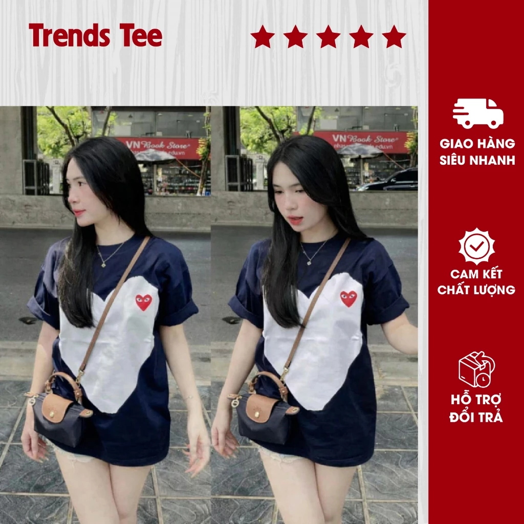 Áo Thun Nam Nữ Cotton 100% Cao Cấp 250Gsm In Hình Trái Tim Form Dày Dặn Co Giãn 2 Chiều