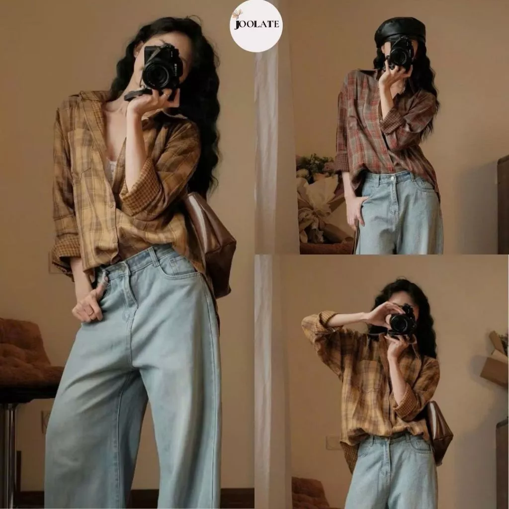 Áo Sơ Mi Nữ Kẻ Sọc Form Rộng Basic Túi Ngực Tay Dài Phong Cách Hàn Quốc – Áo Sơ Mi Nữ Dễ Phối Đồ Trendy Joolate 1102 p13