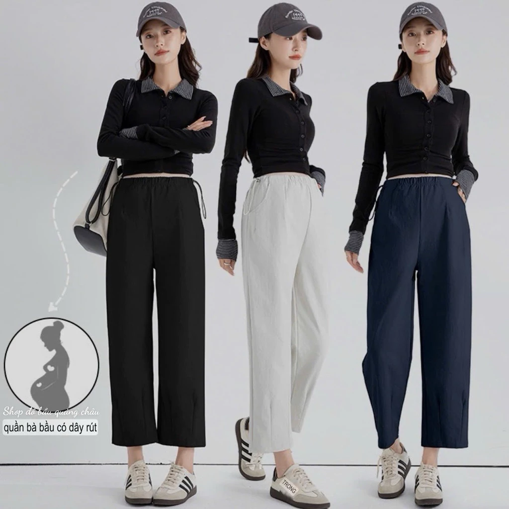 Quần bầu , quần mẫu mới dây rút điều chỉnh cạp cao mặc cả trước và sau sinhQt52