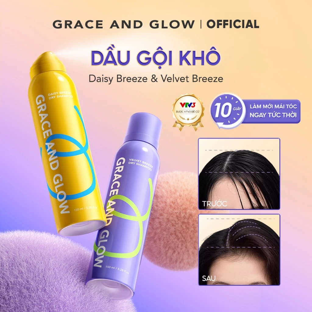 Dầu gội khô phồng tóc Grace and Glow Velvet Opium/Daisy Breeze 150ml kiềm dầu lâu bết giúp giải cứu tóc bết lưu