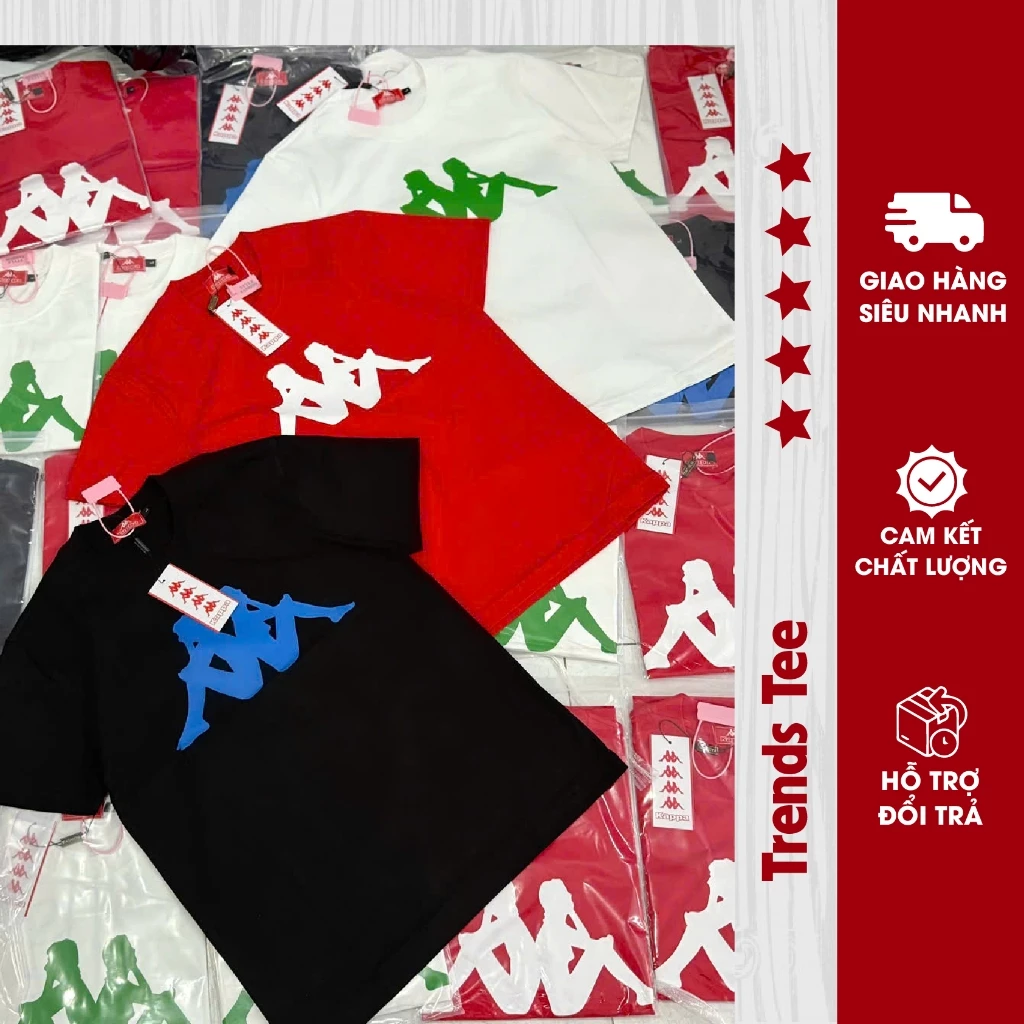 Áo Thun Nam Nữ Cotton 100% Cao Cấp 250Gsm In Hình Kappa Form Dày Dặn Co Giãn 2 Chiều